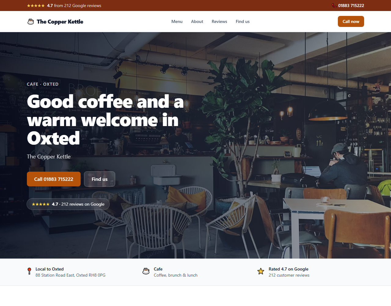 Sample cafe website